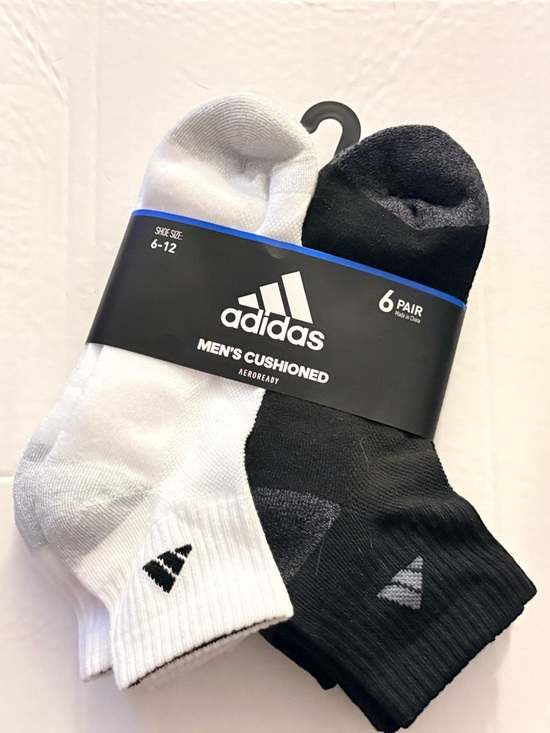 adidas Other - Adidas Men's Cushioned Socks - 6 Pairs Black and White NWT Aeroready Fits 6-12